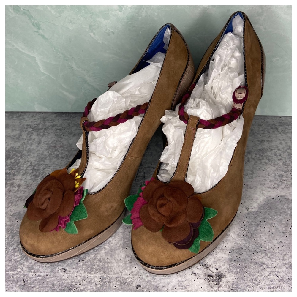 Poetic License Suede Rose Embellished High Heels - Picture 2 of 7